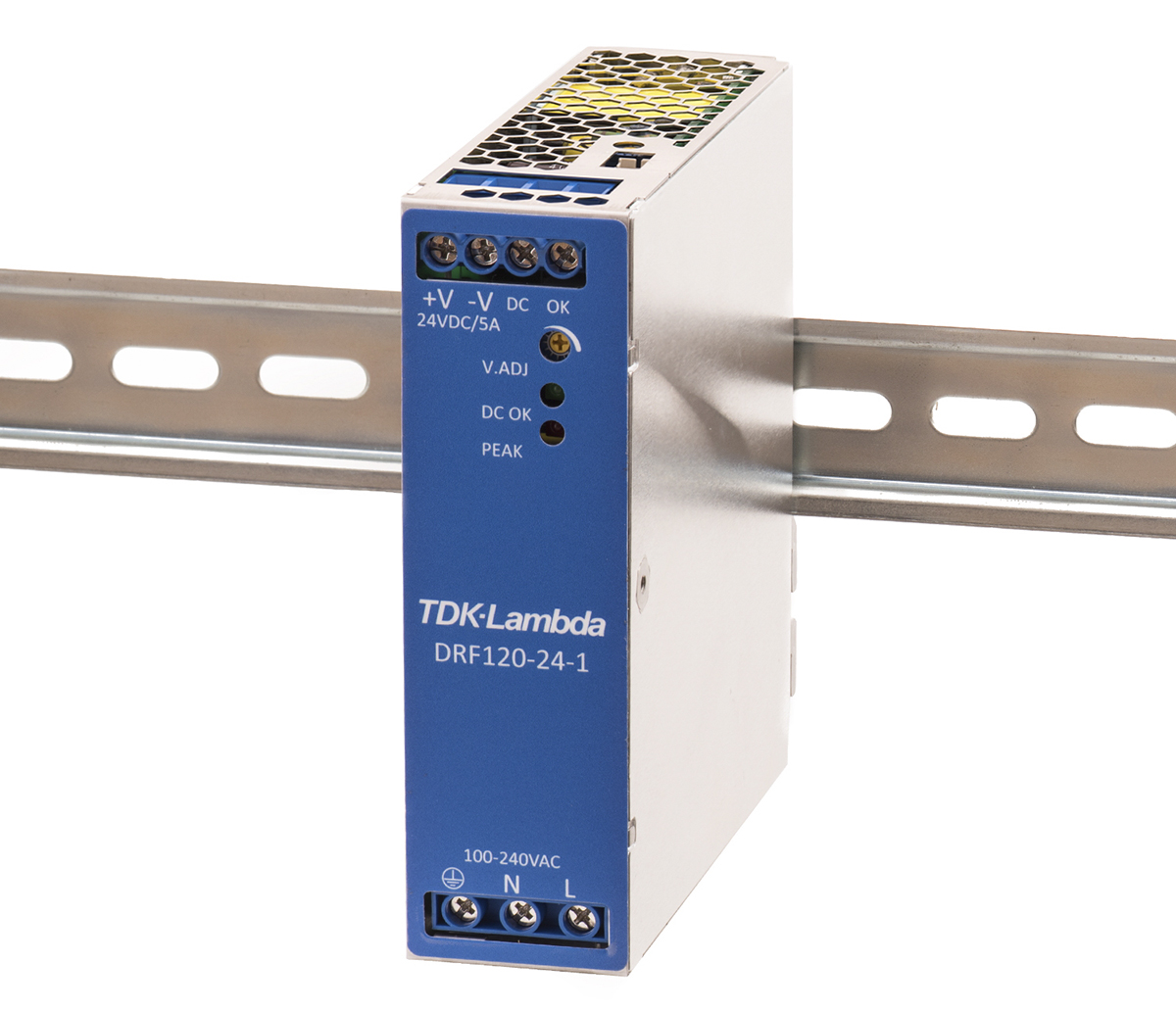 TDK-Lambda DRF Switched Mode DIN Rail Power Supply, 85 → 264V ac ac Input, 24V dc dc Output, 5A Output, 120W