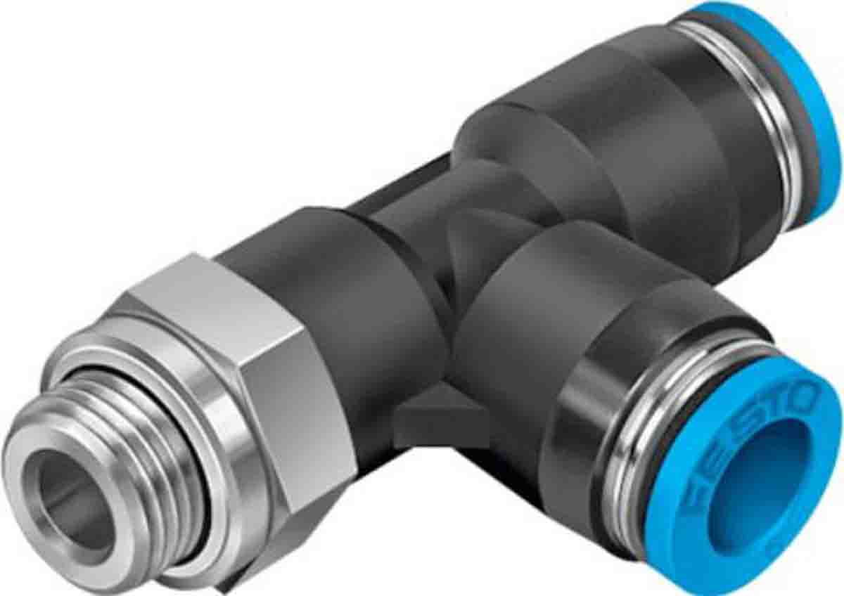 Festo Tee Threaded Adaptor, Push In 12 mm to Push In 12 mm, Threaded-to-Tube Connection Style, 186177