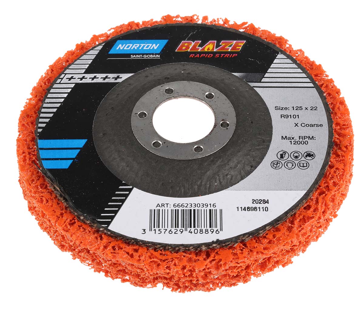 Norton Blaze Rapid Strip Ceramic Stripping Disc, 125mm, Coarse Grade, 1 in pack