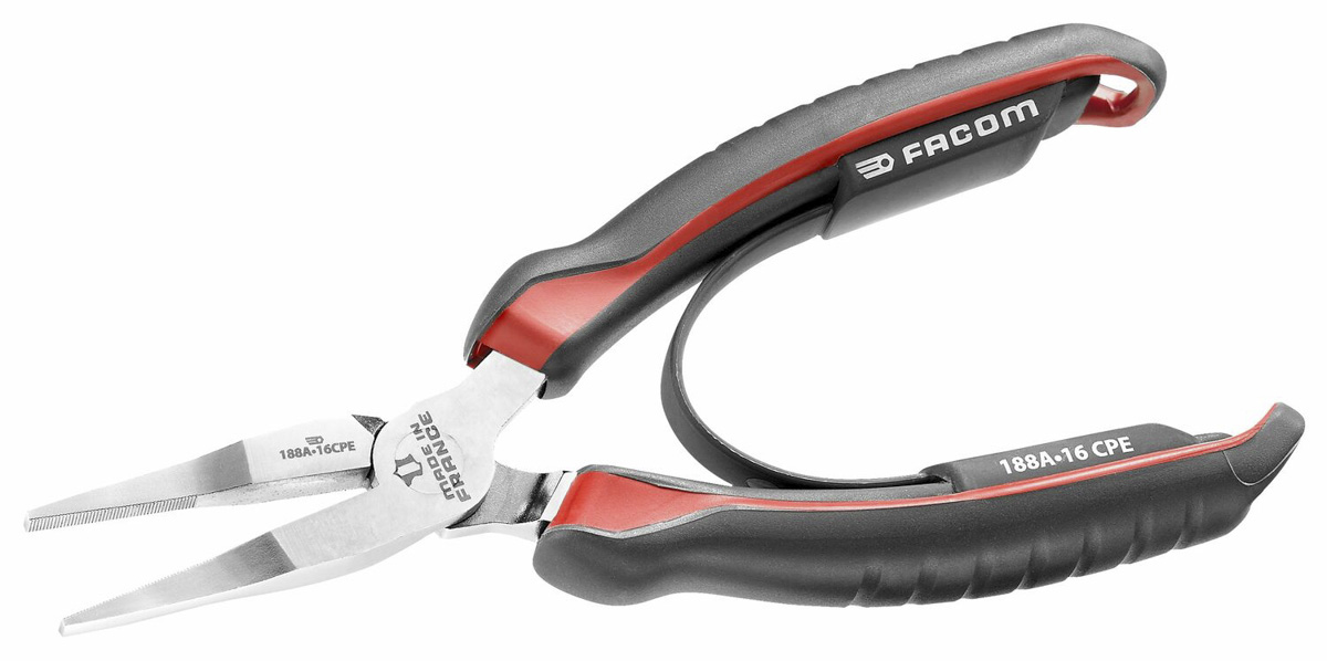 Facom Flat Nose Pliers, 160 mm Overall, Straight Tip
