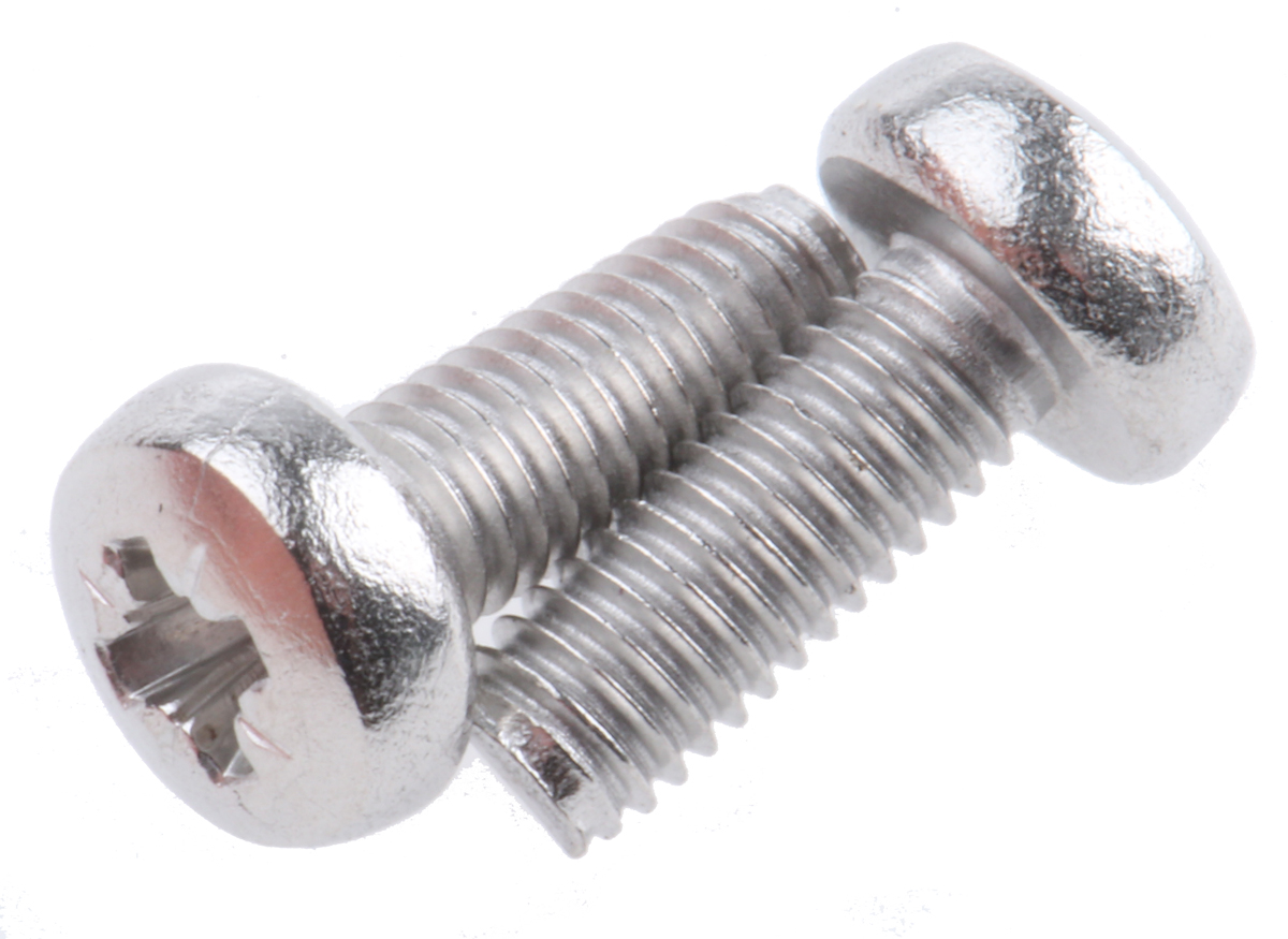 RS PRO Pozi M3 Pan A2 304 Stainless Steel Machine Screws DIN 7985 x 8.0mm