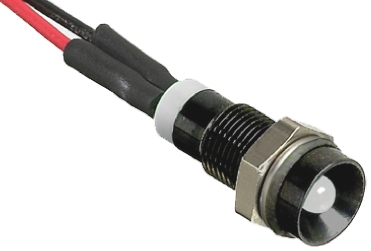 RS PRO White Panel Mount Indicator, 24V dc, 6mm Mounting Hole Size, Lead Wires Termination, IP67