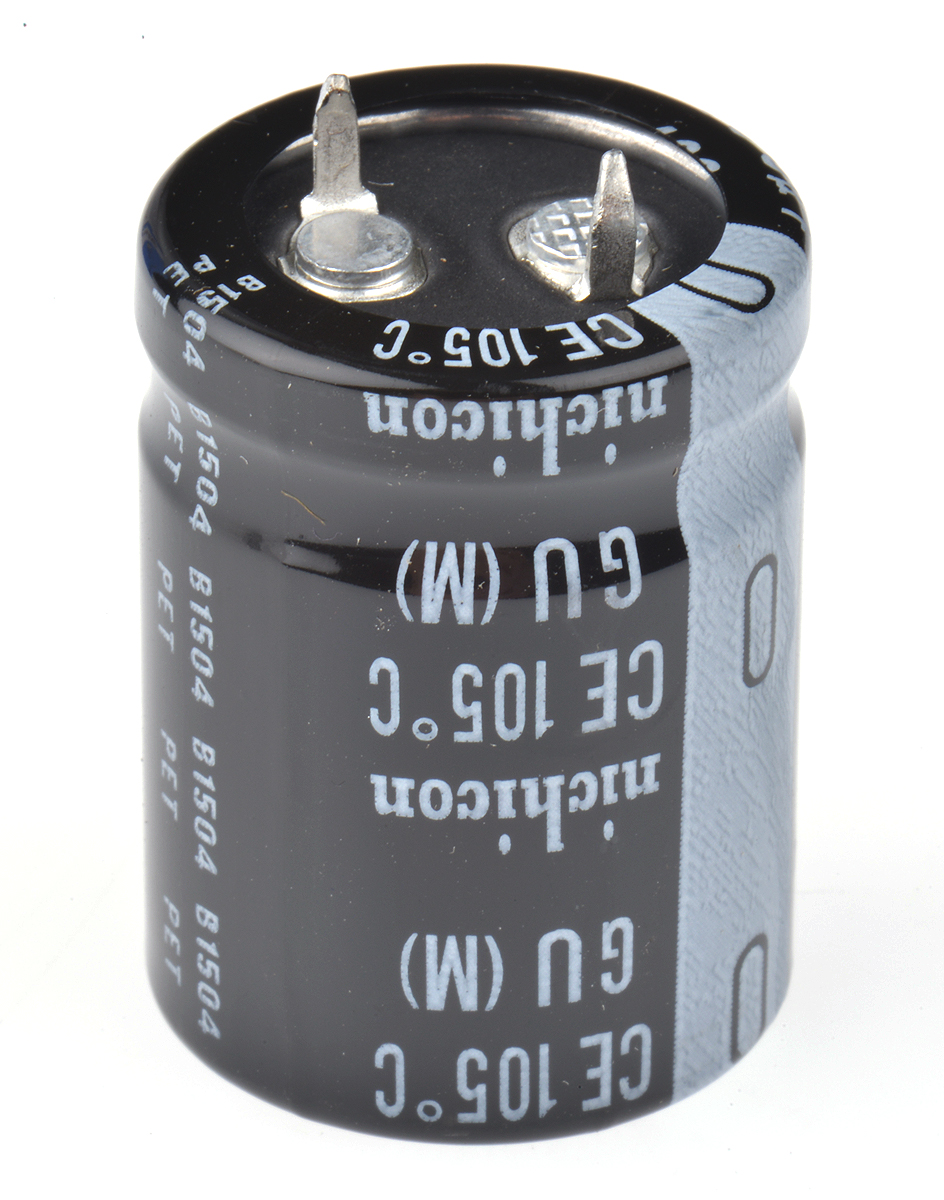 Nichicon 100μF Aluminium Electrolytic Capacitor 400V dc, Snap-In - LGU2G101MELZ