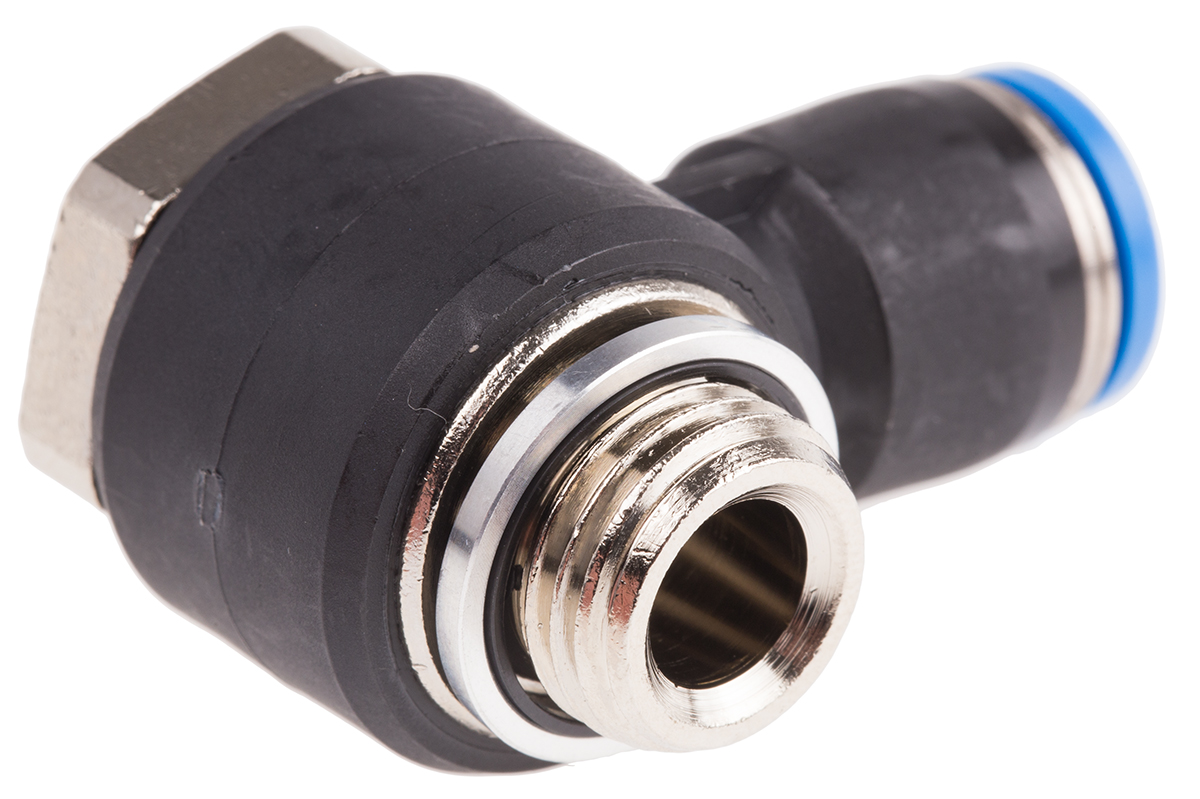Festo QS Series Elbow Threaded Adaptor, G 1/4 Male to Push In 8 mm, Threaded-to-Tube Connection Style, 186141
