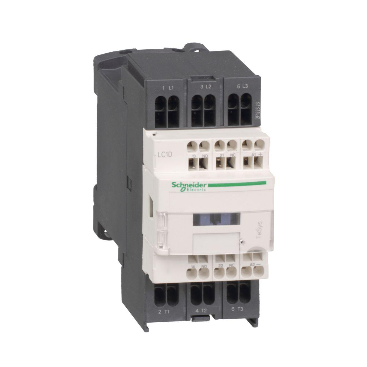 Schneider Electric LC1D Contactor, 115 V Coil, 3-Pole, 32 A, 15 kW, 1 NO/1 NC, 690V