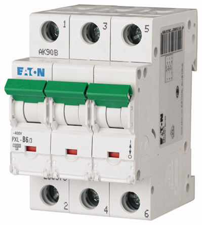 Eaton xPole PXL, S200 MCB, 3P, 6A Curve B, 400V AC, 48V DC, 10 kA Breaking Capacity