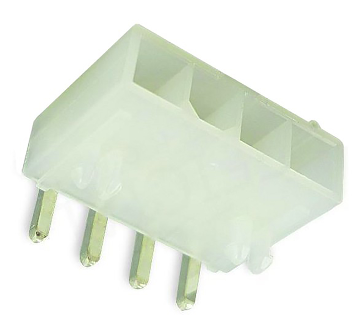 Molex Mini-Fit Jr Series Right Angle Through Hole PCB Header, 4 Contact(s), 4.2 mm Pitch, 1 Row, Shrouded