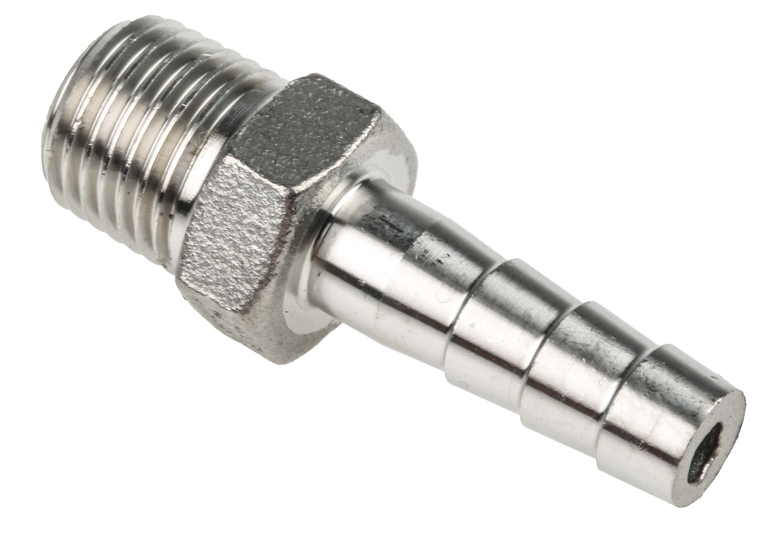 RS PRO Stainless Steel Pipe Fitting, Straight Hexagon Hose Nipple, Male R 1/4in x Male