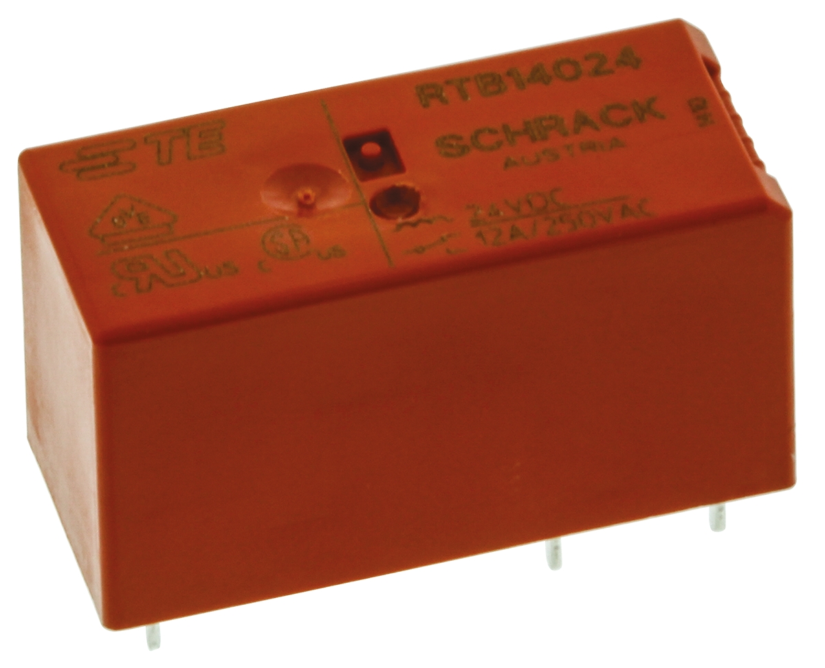 TE Connectivity PCB Mount Power Relay, 24V dc Coil, 12A Switching Current, SPDT