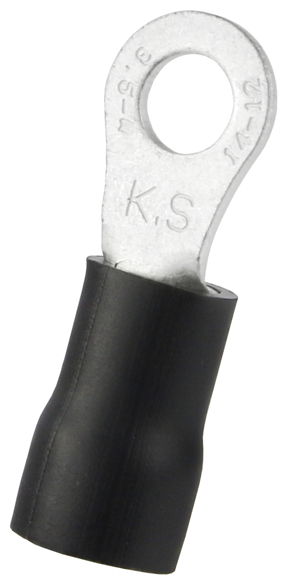 RS PRO Insulated Ring Terminal, 4.3mm Stud Size, 2.5mm² to 4mm² Wire Size, Black