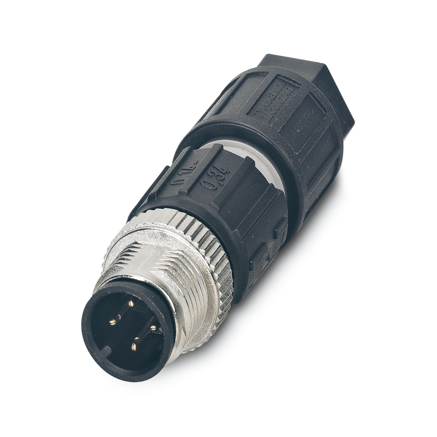 Phoenix Contact Connector, 4 Contacts, Cable Mount, M12 Connector, Plug, Male, IP65, IP67, 34-M, SACC-M12MS-4QO-0 Series