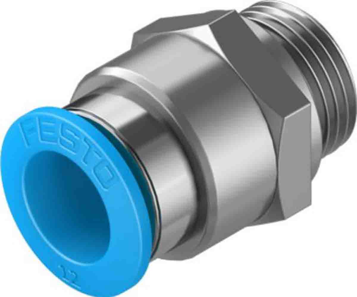 Festo QS Series Straight Threaded Adaptor, G 3/8 Male to Push In 12 mm, Threaded-to-Tube Connection Style, 132045