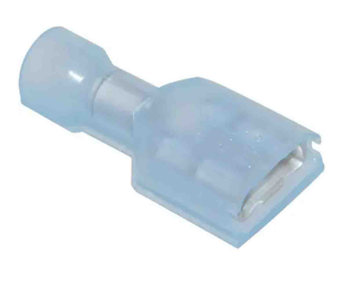 TE Connectivity Ultra-Fast .250 Blue Insulated Female Spade Connector, Receptacle, 6.35 x 0.81mm Tab Size, 1.3mm² to