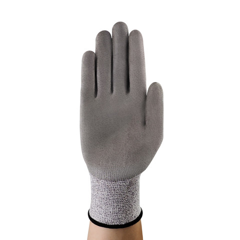 Ansell 48-711 Grey Aramid Knit Work Gloves, Size 10, Polyurethane Coating