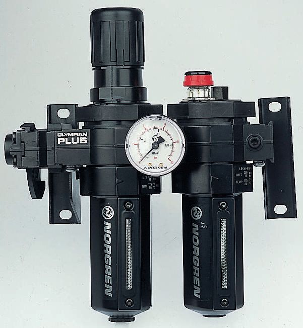 Norgren G 3/8 FRL, Automatic Drain, 40μm Filtration Size - With Pressure Gauge
