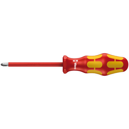 Wera Pozidriv Insulated Screwdriver, PZ3 Tip, 150 mm Blade, VDE/1000V, 262 mm Overall