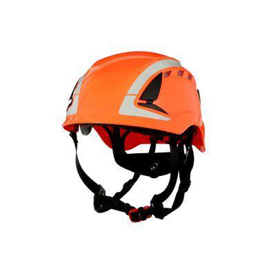 3M X5000 Orange Helmet with Chin Strap, AdjustableVentilated