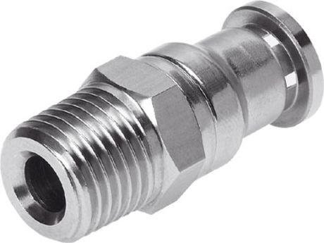 Festo Straight Threaded Adaptor, R 1/4 Male to Push In 10 mm, Threaded-to-Tube Connection Style, 162865