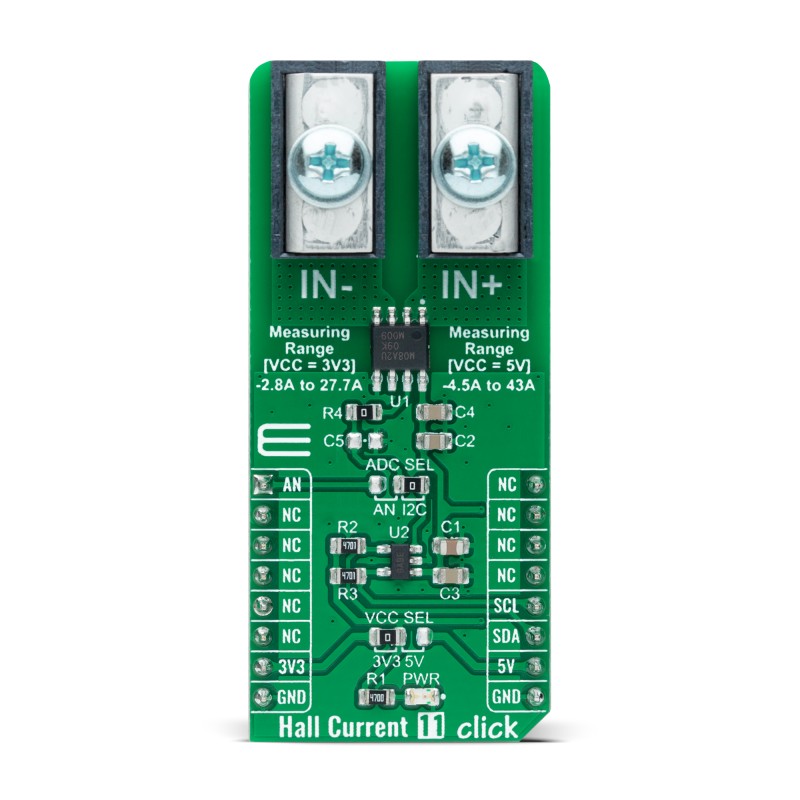 MikroElektronika Hall Current 11 Click Hall Effect Sensor Add On Board for TMCS1108A2U MikroBus