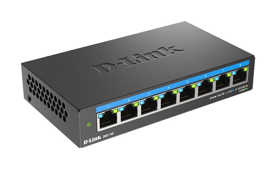 D-Link 8-Port 2.5G Multi-Gigabit Desktop Switch, Unmanaged 8 Port Gigabit Switch, EU