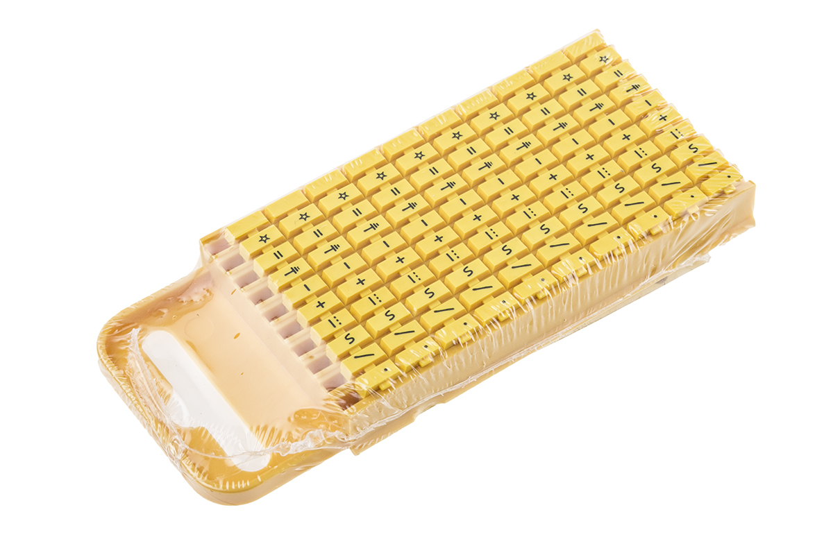 HellermannTyton WIC3 Snap On Cable Markers, Yellow, Pre-printed "-; *; /; +; =; ·; AC; DC; Earth", 4.3 → 5.3