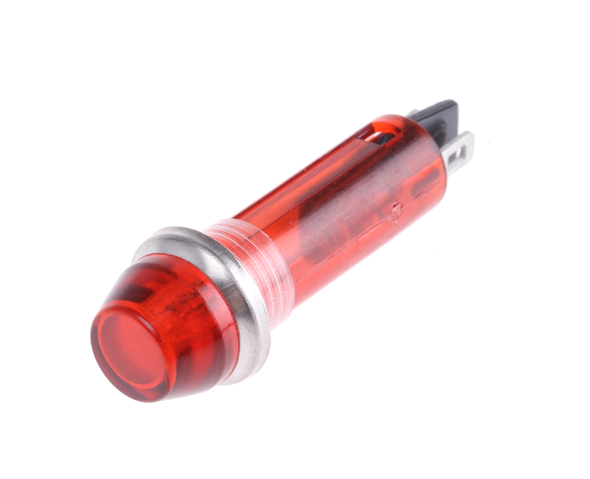 CAMDENBOSS Red Panel Mount Indicator, 240V, 8mm Mounting Hole Size, Solder Tab Termination
