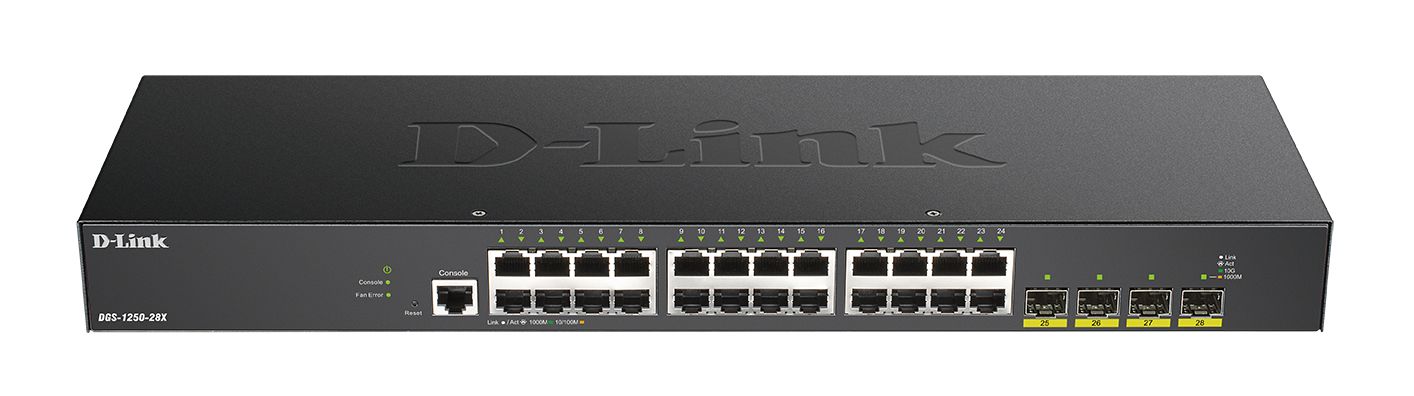 D-Link 28-Port Gigabit Smart Managed Switch with 10G Uplinks, Smart 28 Port Smart Switch, EU