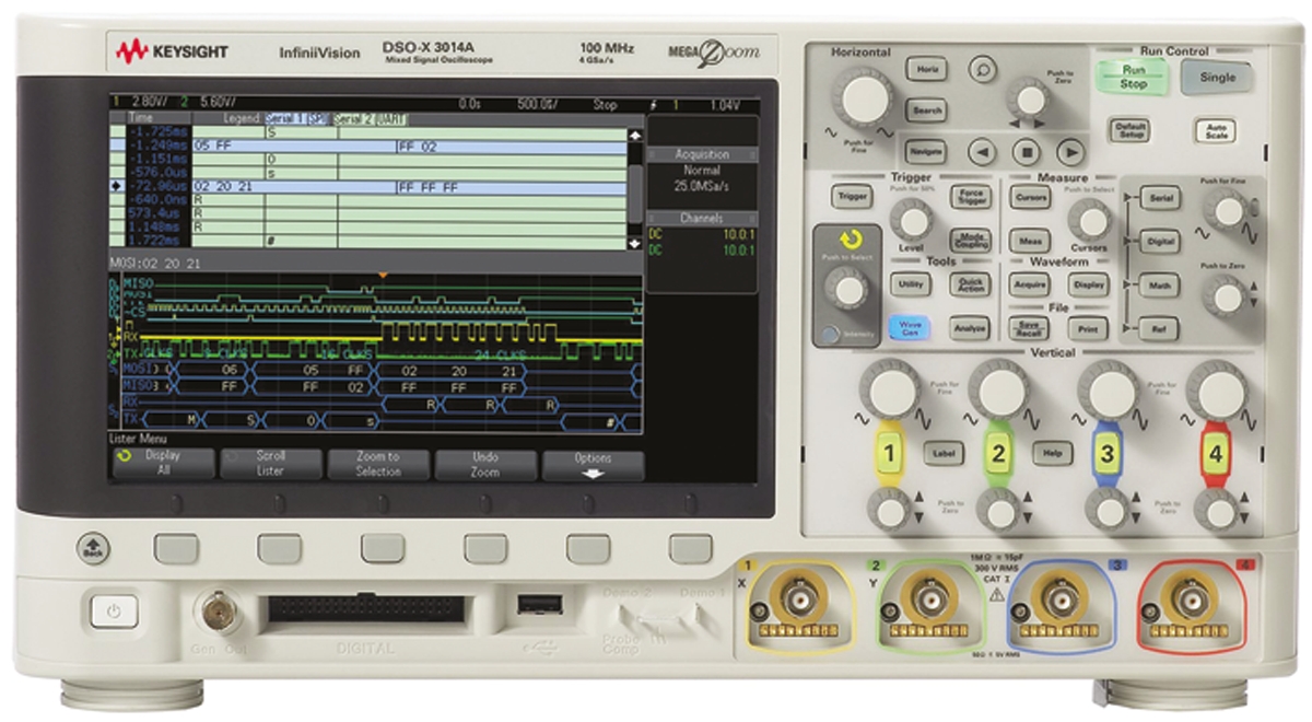 Keysight Technologies DSOX3014A InfiniiVision 3000A X Series, 100MHz Bench Oscilloscope, 4 Analogue Channels