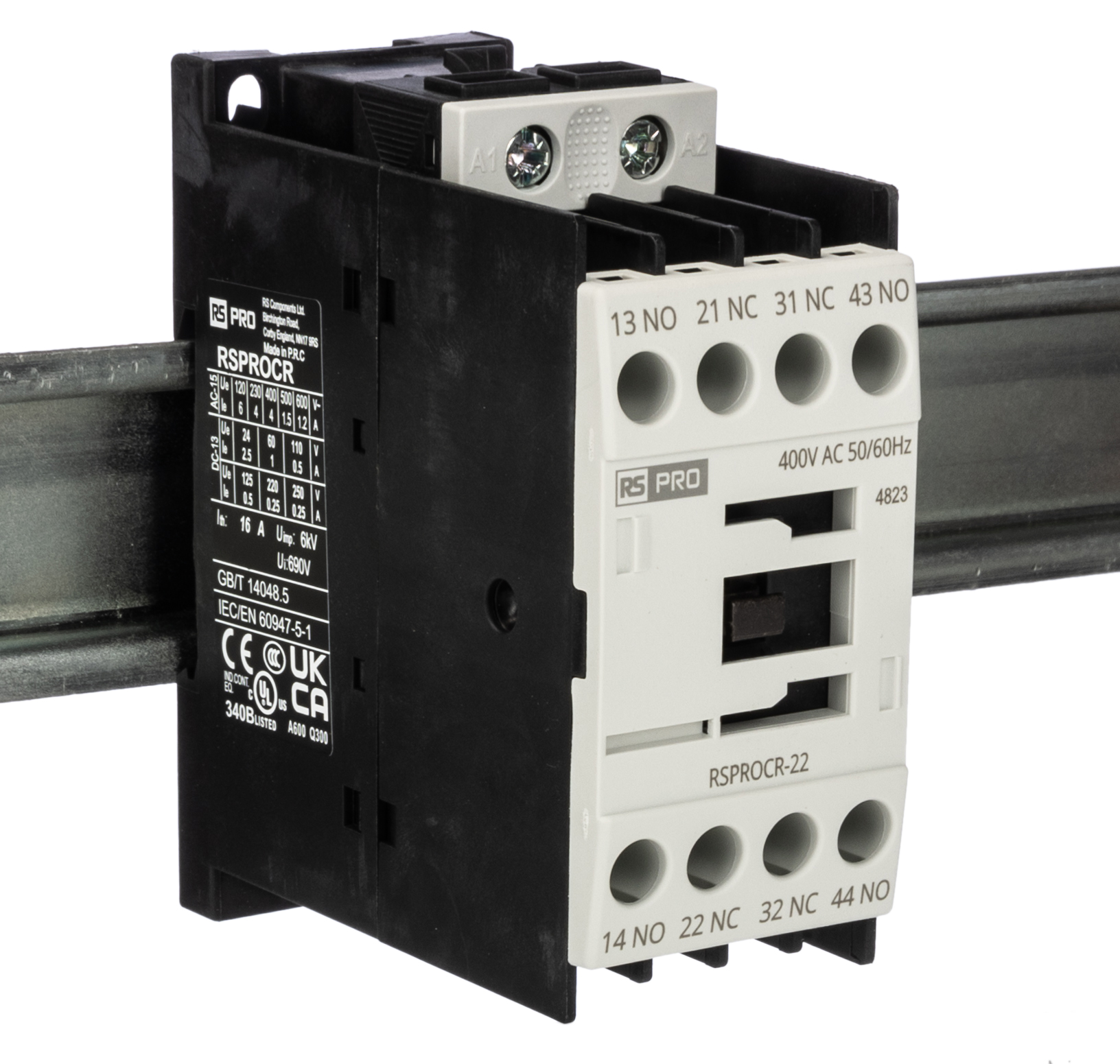 RS PRO Contactor, 400 V ac Coil, 1-Pole, 4 A 400 V, 2 NO/2 NC, 500V