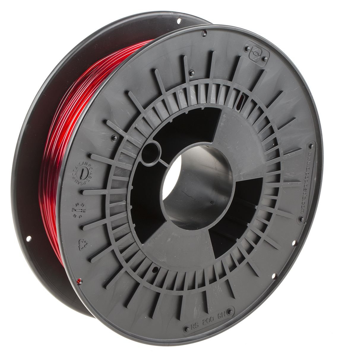 RS PRO 1.75mm Translucent Red PET-G 3D Printer Filament, 500g