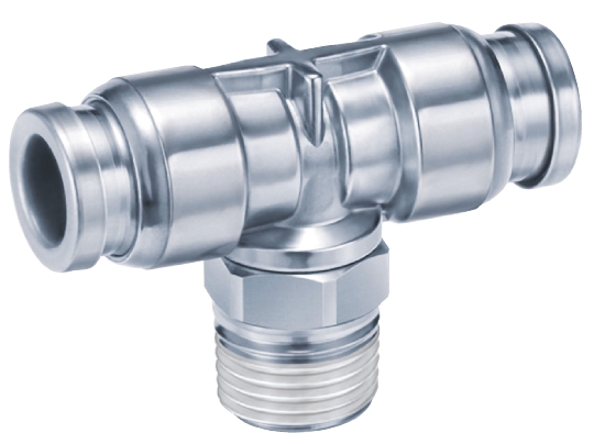 SMC KQG2 Series Tee Threaded Adaptor, Push In 8 mm to Push In 8 mm, Threaded-to-Tube Connection Style