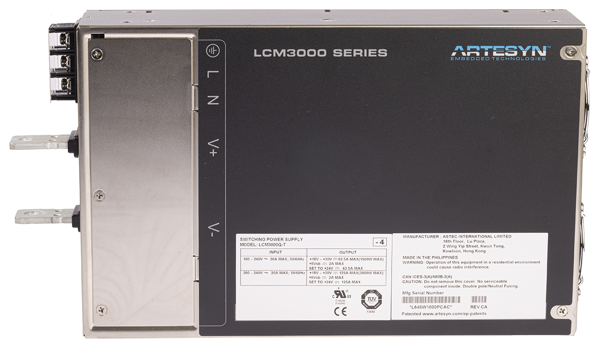 Artesyn / Advanced Energy Switching Power Supply, LCM3000Q-T, 24V dc, 125A, 3kW, 1 Output, 90 → 264V ac Input