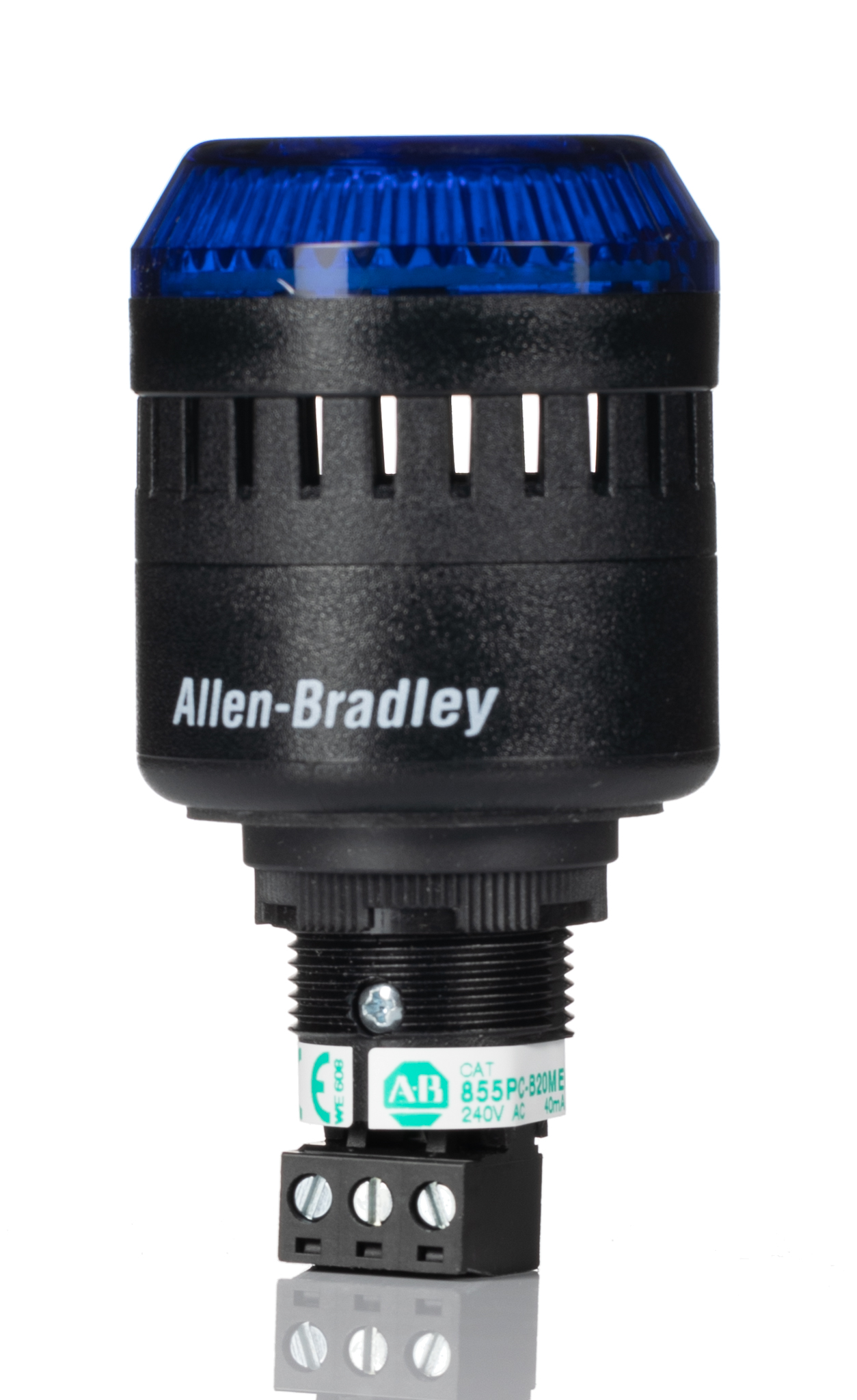 Allen Bradley 855PC Series Blue Sounder Beacon, 240 V ac, Panel Mount, 98dB at 1 Metre