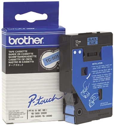 Brother Black on Blue Label Printer Tape, 8 m Length, 12 mm Width