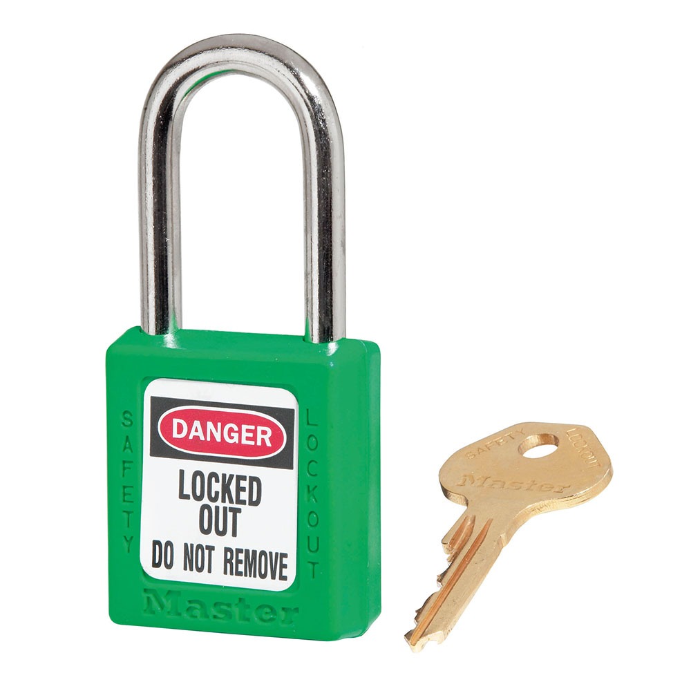 Master Lock Green 1-Lock Zenex Thermoplastic Safety Lockout Padlock, 6mm Shackle