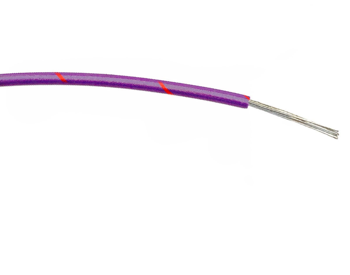 RS PRO Purple/Red 0.2mm² Hook Up Wire, 24 AWG, 7/0.2 mm, 100m, PVC Insulation