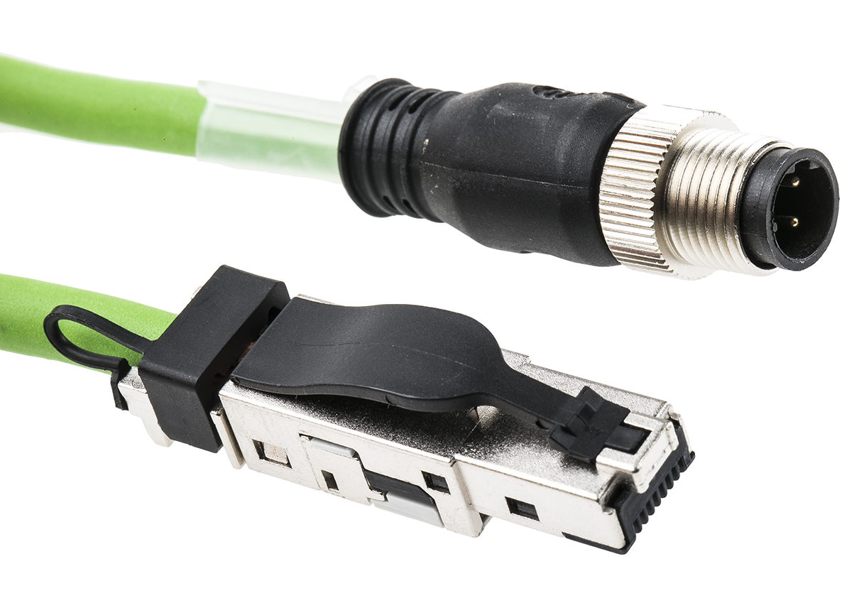 Weidmuller, 3m Cat5, Green M12 to RJ45, Terminated PUR Sheath