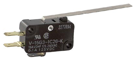 Omron Long Hinge Lever Micro Switch, Quick Connect Terminal, 15 A @ 250 V ac, SP-CO, IP40