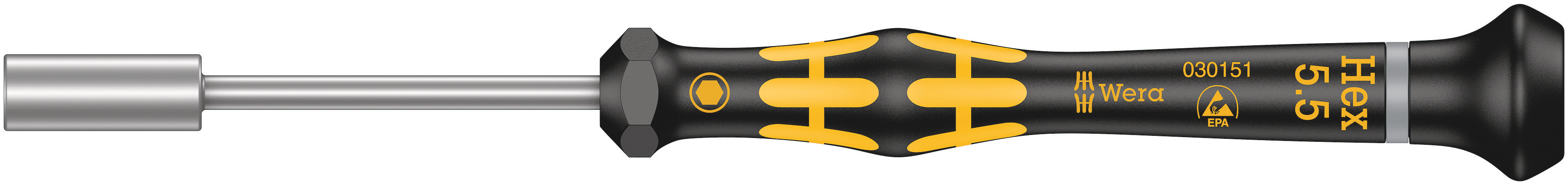Wera Hexagon Nut Driver, 5.5 mm Tip, 60 mm Blade, 157 mm Overall