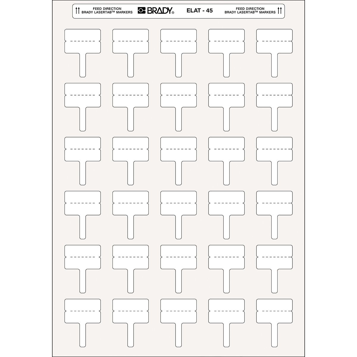 Brady LaserTab White Label Roll, 30mm Width, 10mm Height, 750Per Roll Qty