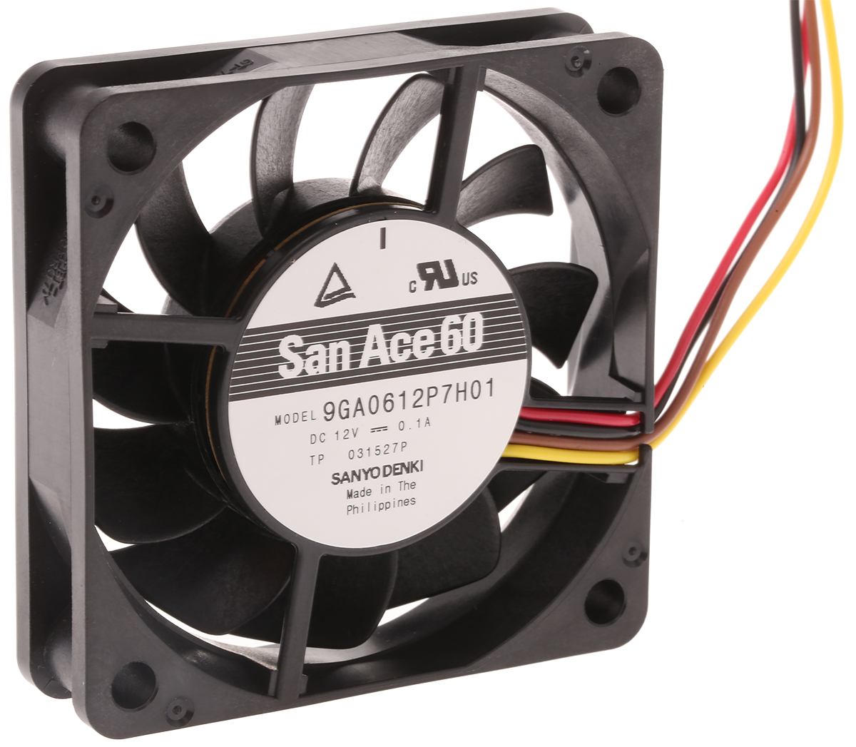 Sanyo Denki San Ace 9GA Series Axial Fan, 12 V dc, DC Operation, 9m³/h, 1.2W, 100mA Max, 60 x 60 x 15mm