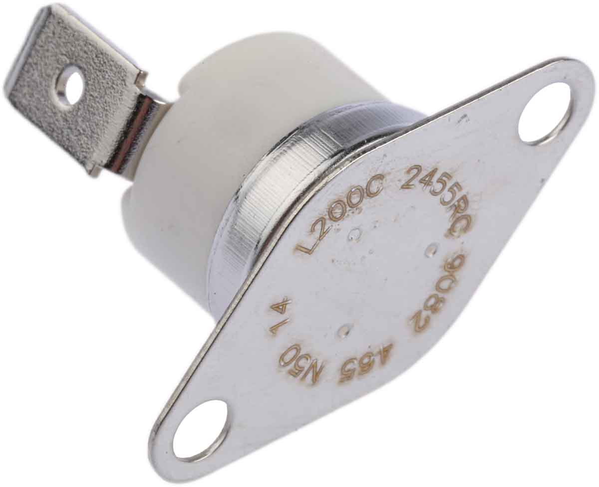 Honeywell Bi-Metallic Thermostat, Opens at +200°C, Closes at +160°C, +260°C Max, NC, Automatic Reset, Bracket Mount