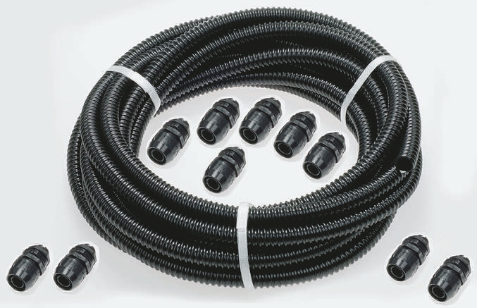 RS PRO Flexible Contractor Pack Conduit, 20mm Nominal Diameter, PVC, Black