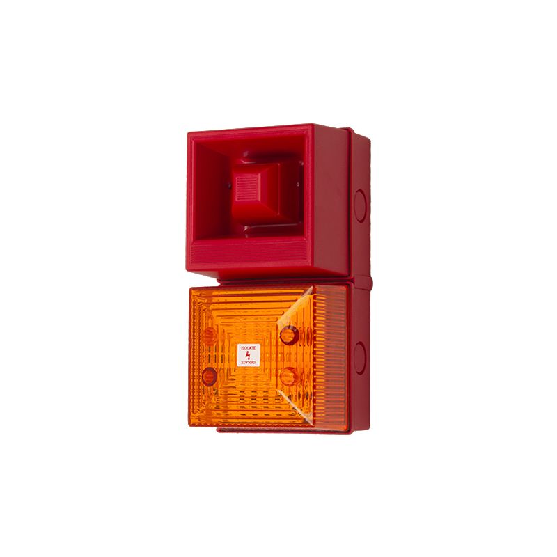 Clifford & Snell YL40 Series Amber Sounder Beacon, 230 V ac, IP65, Bulkhead, Flat Wall, 108dB at 1 Metre