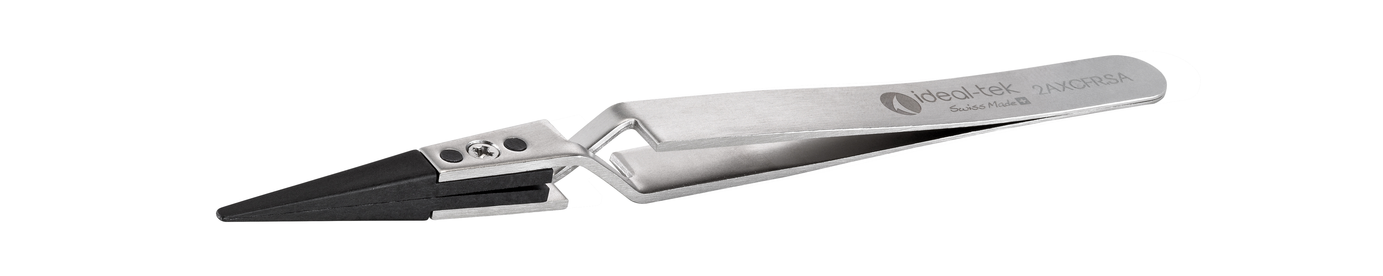ideal-tek 130 mm, PA66/CF30 (Tip), Stainless Steel (Body), Flat; Rounded, ESD Tweezers