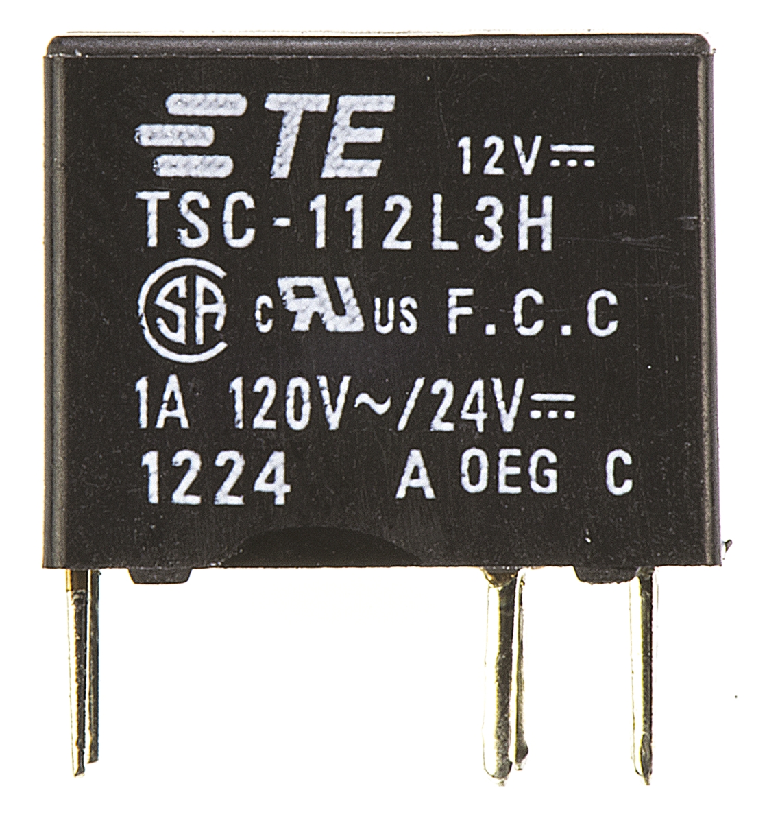 TE Connectivity PCB Mount Signal Relay, 12V dc Coil, 1A Switching Current, DPDT
