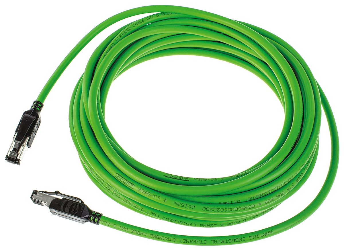 HARTING, 10m Cat5, Green RJ45 to Male RJ45 Male, U/FTP Shielded, Terminated PVC Sheath