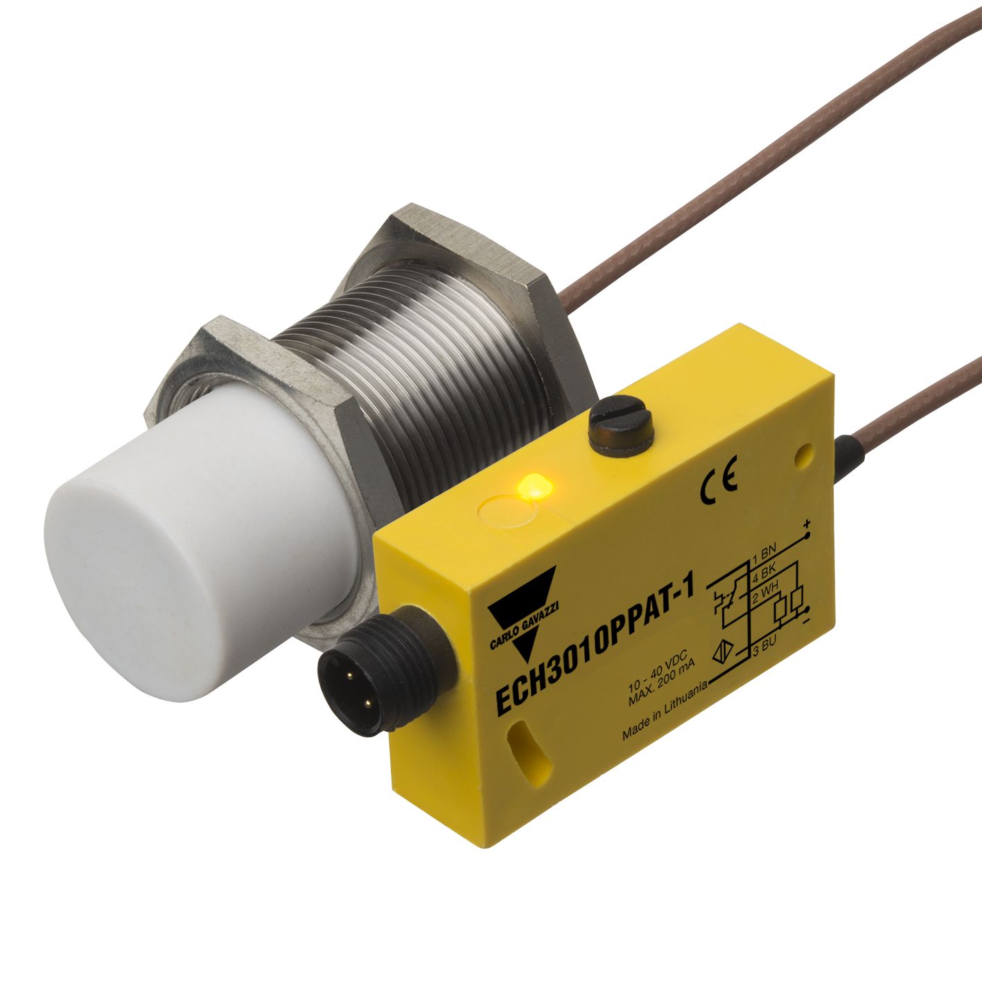 Carlo Gavazzi Capacitive Threaded Barrel Proximity Sensor, M30, 15 mm Detection, PNP NO+NC, 10 → 40 V dc