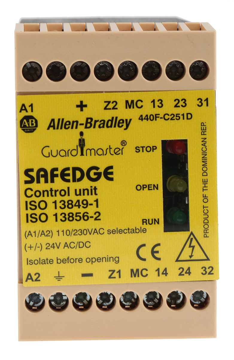 Allen Bradley Safedge 440F 1 Auxiliary Contacts Safety Relay 24 → 230V ac/dc, Dual-Channel 2 Safety Contacts