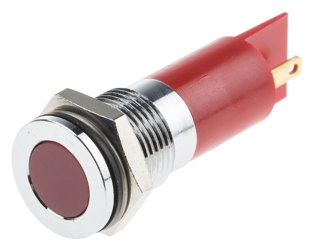 RS PRO Red Panel Mount Indicator, 110V dc, 14mm Mounting Hole Size, IP67